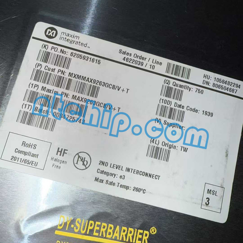 Maxim Integrated MAX9263GCB/V+T original package label
