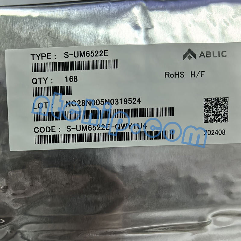ABLIC U.S.A. Inc. S-UM6522E original package label ABLIC U.S.A. Inc. S-UM6522E original package label