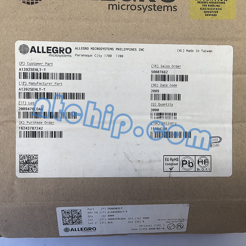 Allegro MicroSystems A1392SEHLT-T original package label Allegro MicroSystems A1392SEHLT-T original package label
