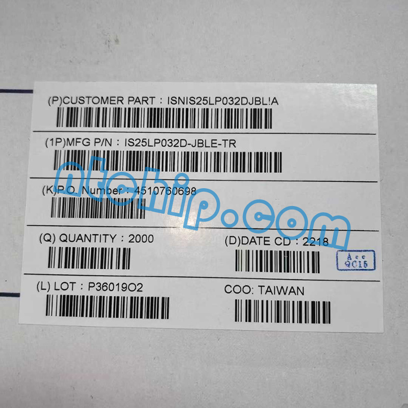 ISSI (Integrated Silicon Solution Inc.) IS25LP032D-JBLE-TR original package label