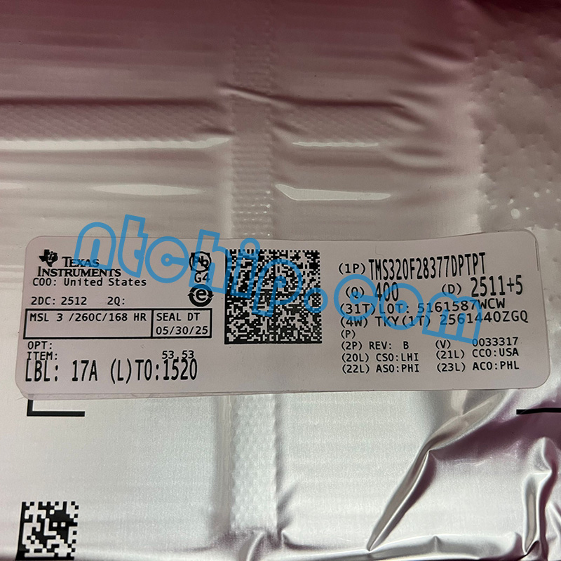 Texas Instruments TMS320F28377DPTPT original package label