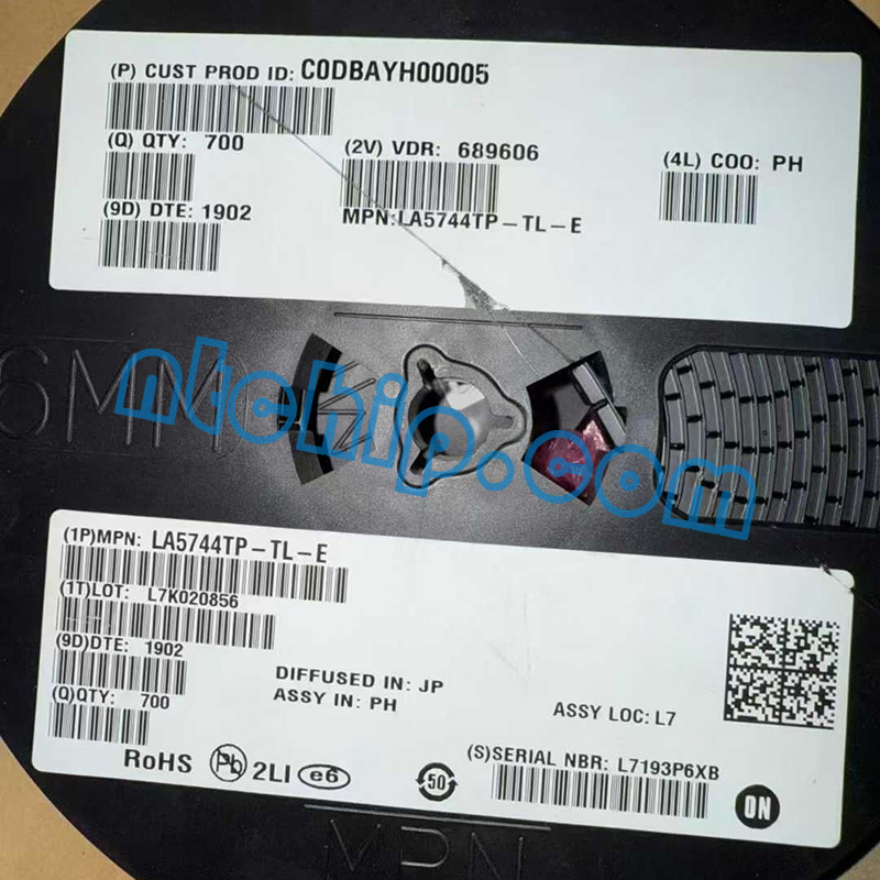 onsemi LA5744TP-TL-E original reel label