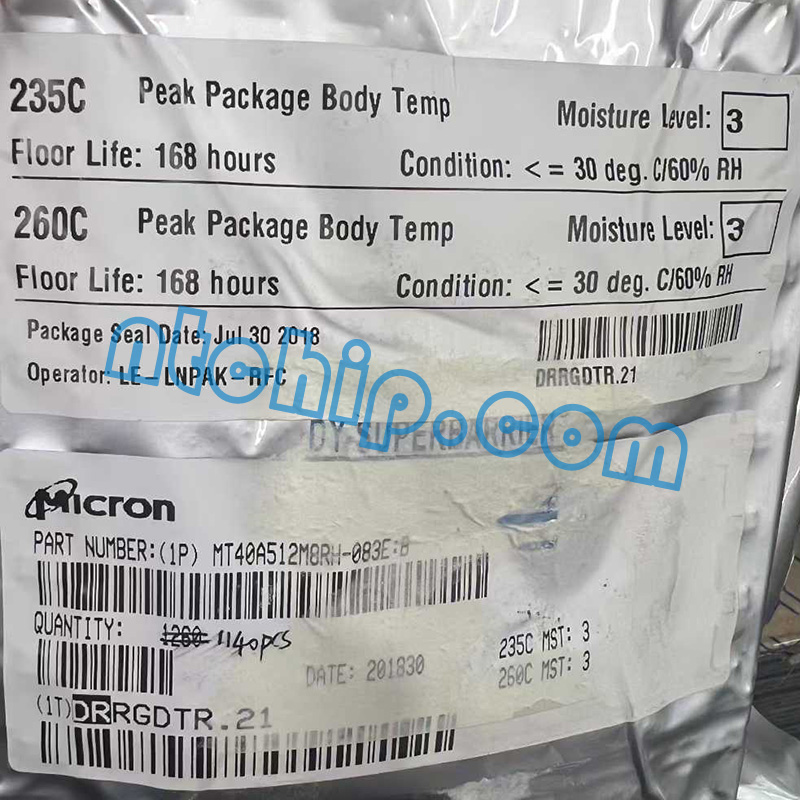Micron Technology MT40A512M8RH-083E:B original package label
