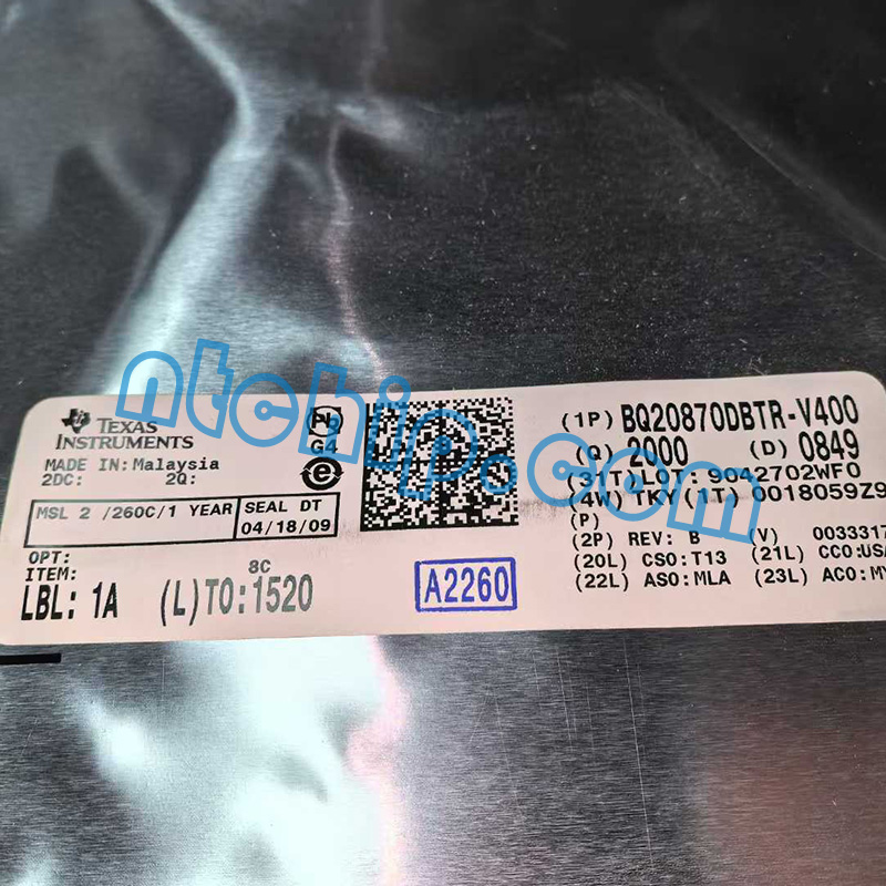 Texas Instruments BQ20870DBTR-V400 original package label