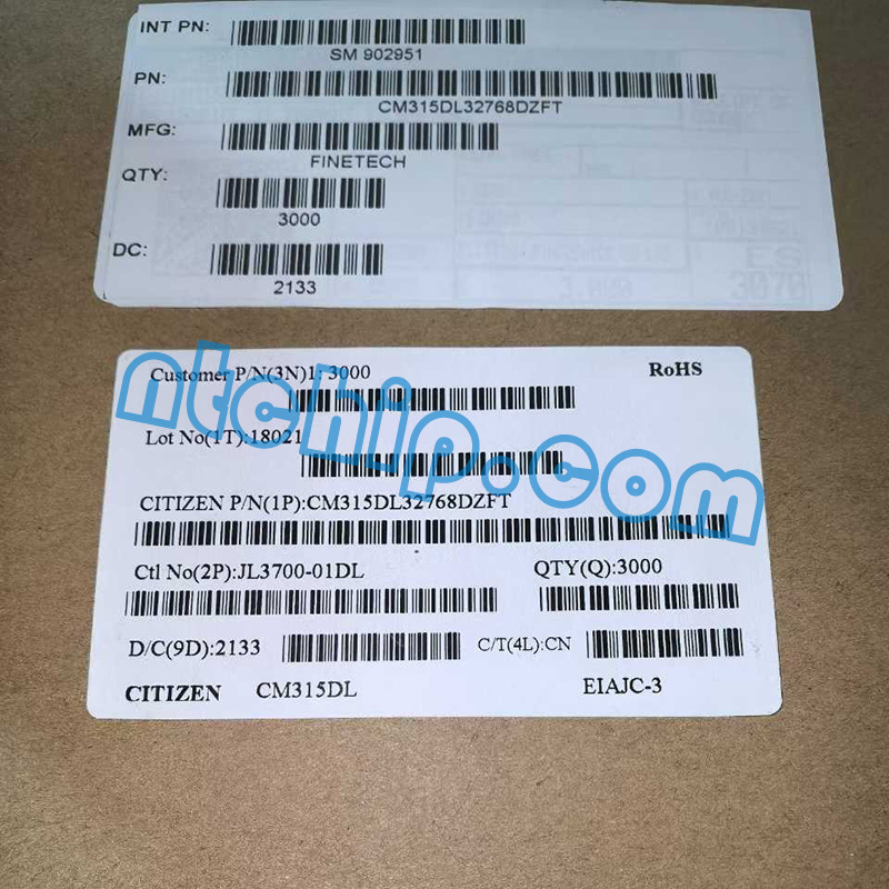 Citizen Electronics Co., Ltd. CM315DL32768DZFT original package label