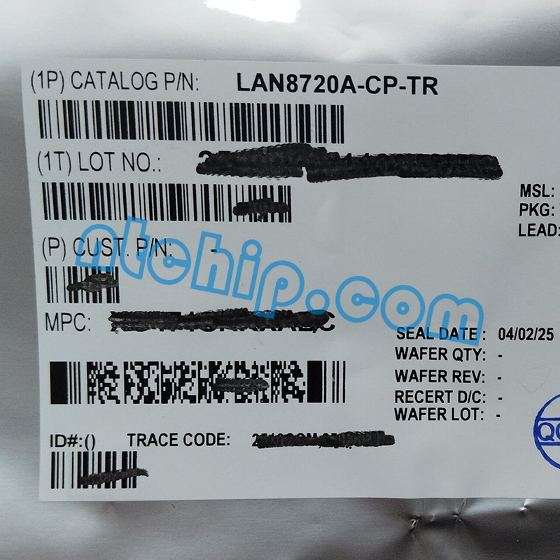 Microchip Technology LAN8720A-CP-TR original package label
