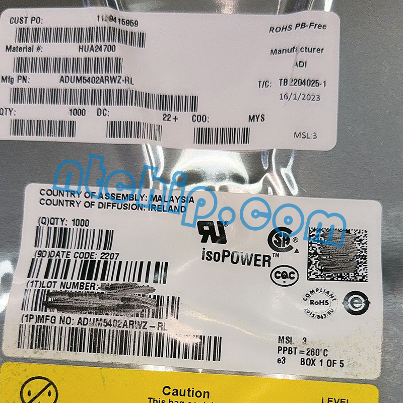 Analog Devices Inc. ADUM5402ARWZ-RL original package label