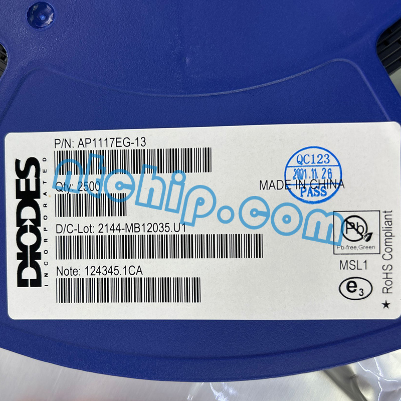 Diodes Incorporated AP1117EG-13 original reel label