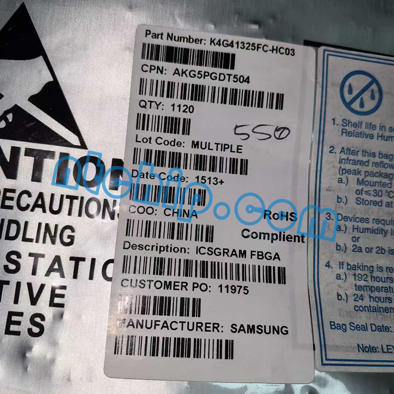 Samsung Semiconductor K4G41325FC-HC03 original package label
