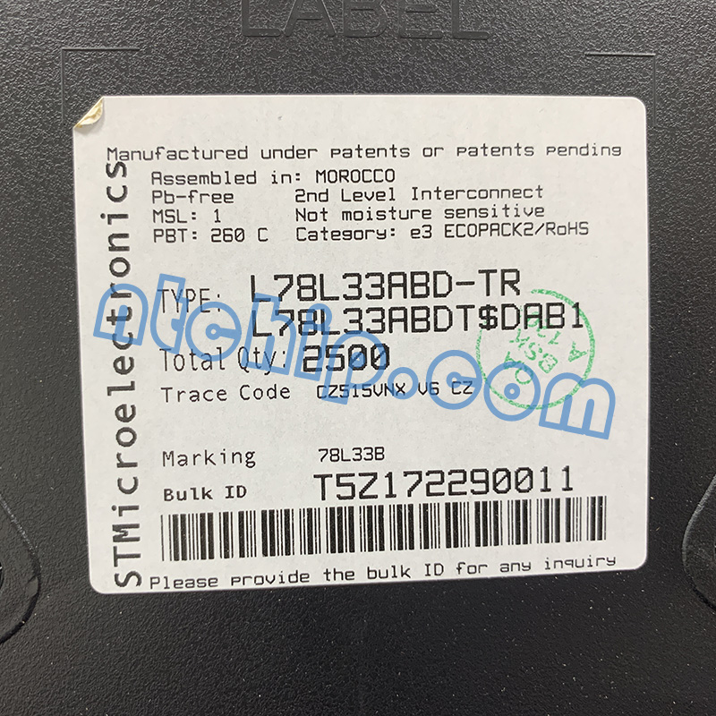 STMicroelectronics L78L33ABD-TR original reel label