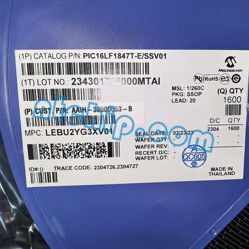 Microchip Technology PIC16LF1847T-E/SSV01 original reel label