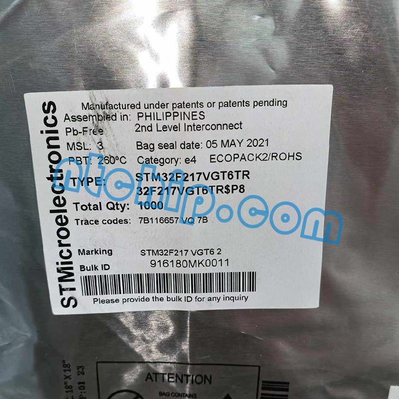 STMicroelectronics STM32F217VGT6TR original package label