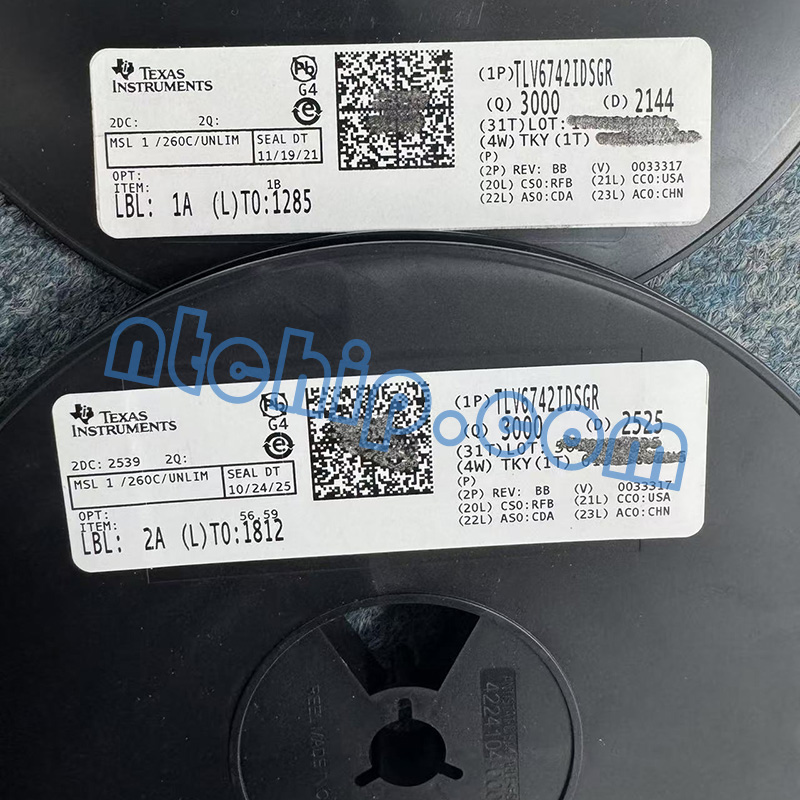 Texas Instruments TLV6742IDSGR original reel label