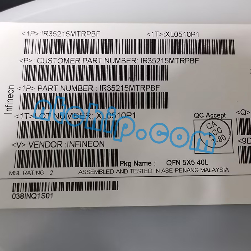 Infineon Technologies IR35215MTRPBF original reel label