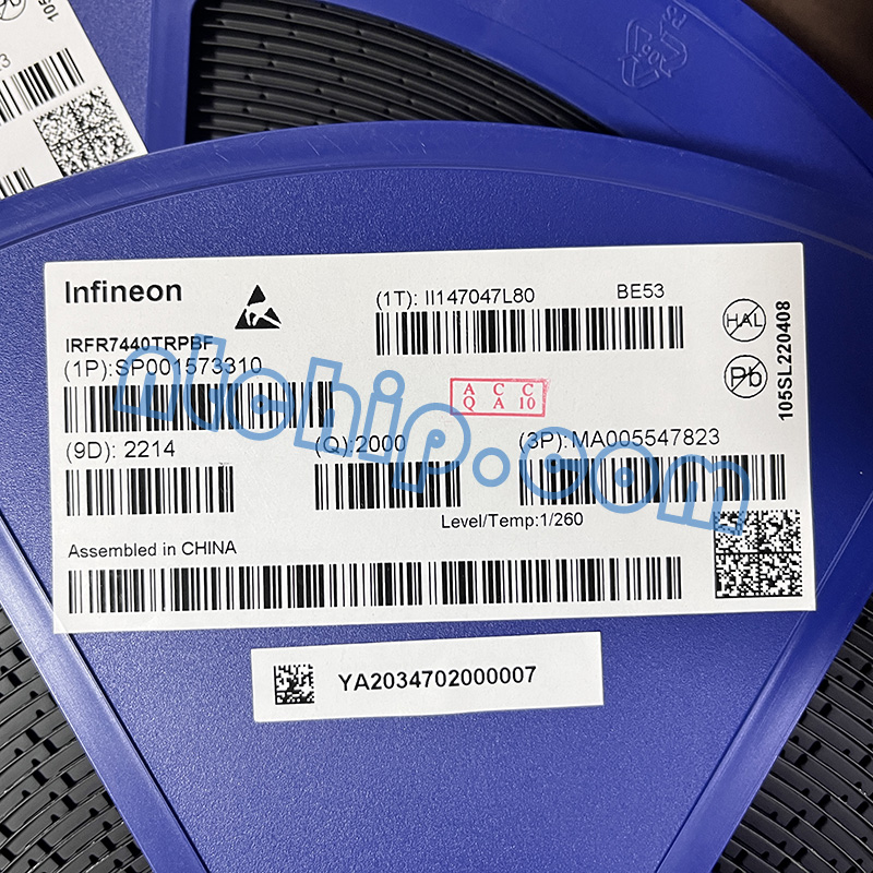 Infineon Technologies IRFR7440TRPBF original reel label