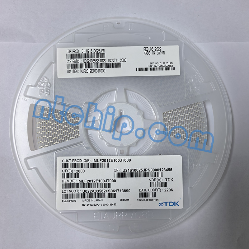 TDK Corporation MLF2012E100JT000 original reel label