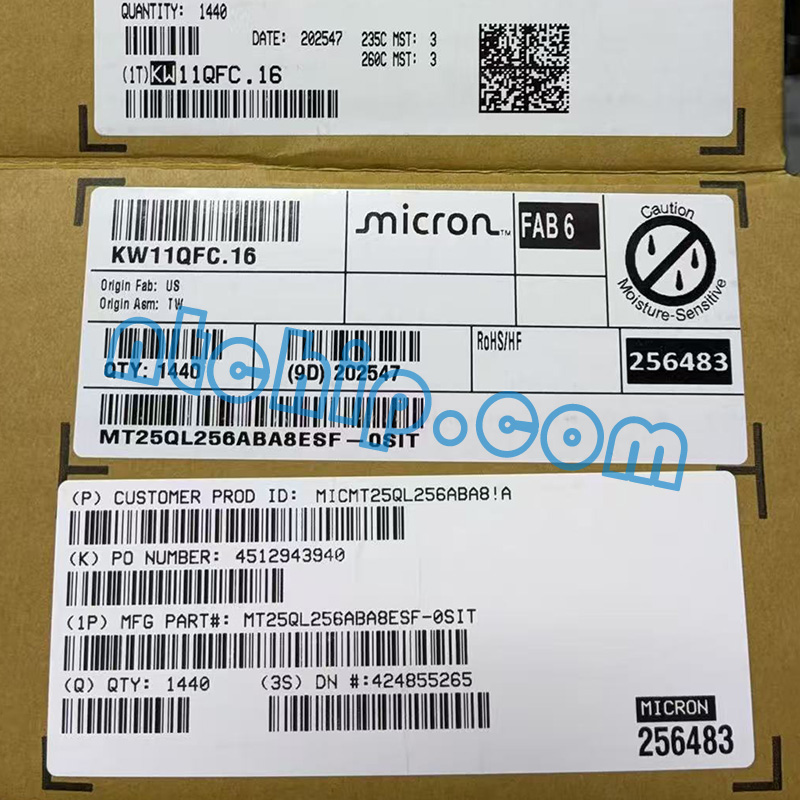 Micron Technology MT25QL256ABA8ESF-0SIT original box label