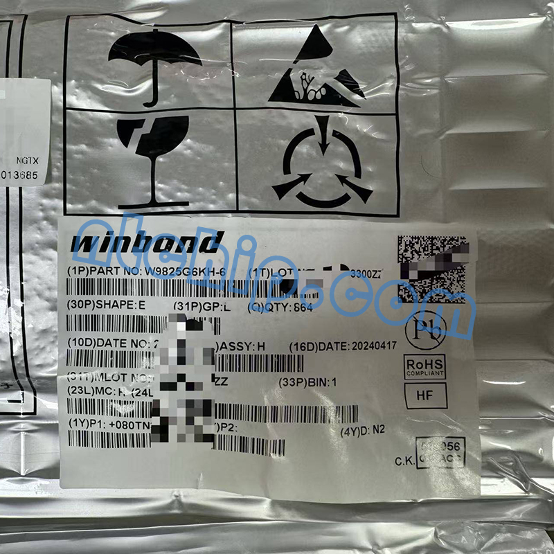 Winbond Electronics Corporation W9825G6KH-6 original package label