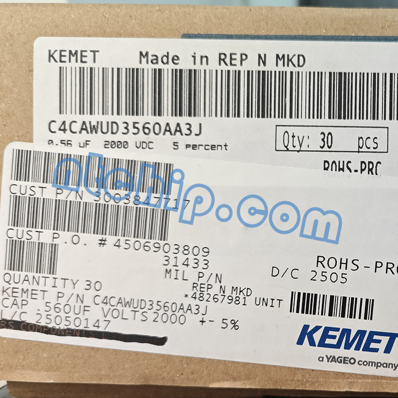 KEMET C4CAWUD3560AA3J original package label