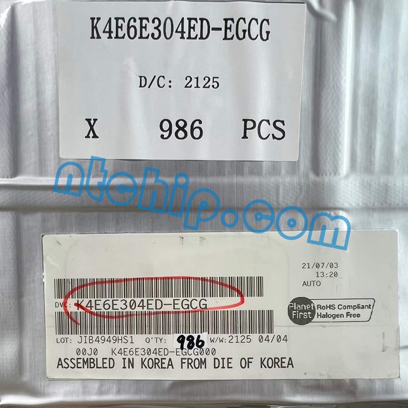Samsung Semiconductor K4E6E304ED-EGCG original package label