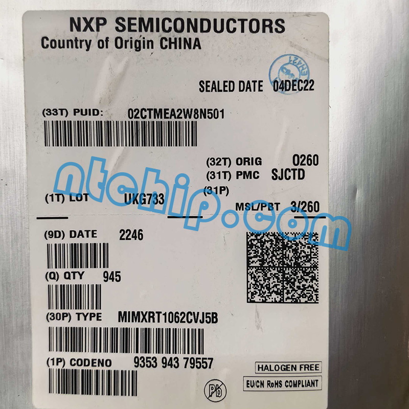 NXP Semiconductors MIMXRT1062CVJ5B original package label