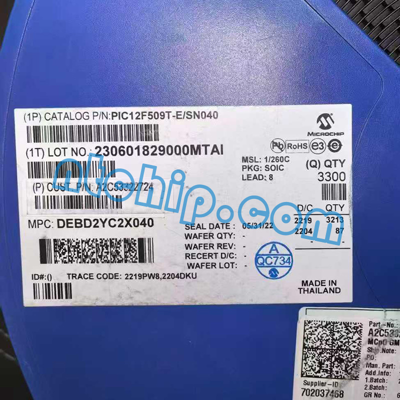 Microchip Technology PIC12F509T-E/SN original reel label