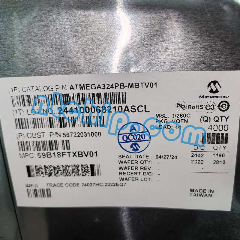 ATMEL ATMEGA324PB-MBTV01 original reel label