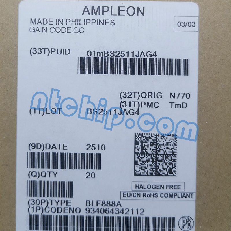 Ampleon BLF888A,112 original package label
