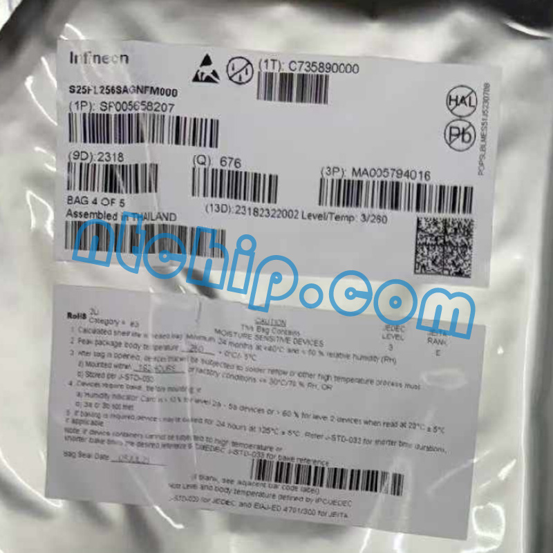 Infineon Technologies S25FL256SAGNFM000 original package label
