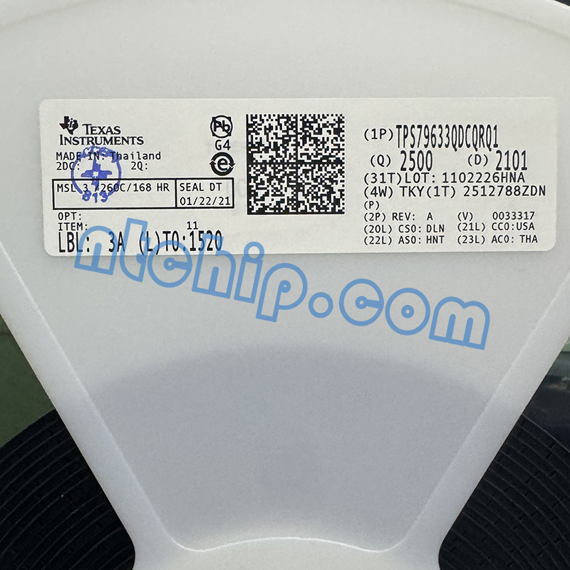 Texas Instruments TPS79633QDCQRQ1 original reel label