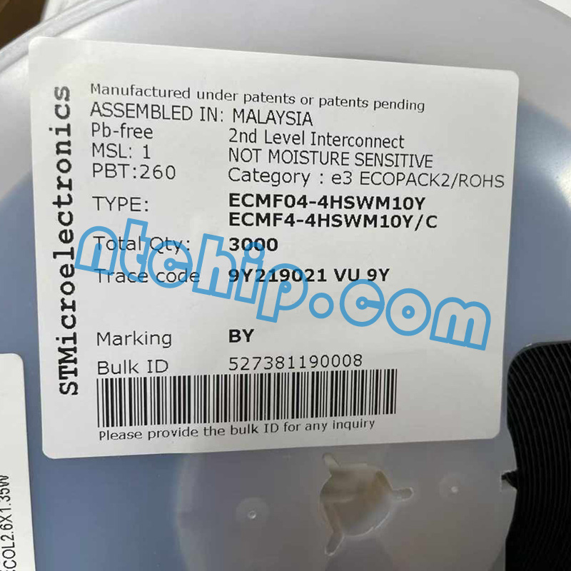 STMicroelectronics ECMF04-4HSWM10Y original reel label