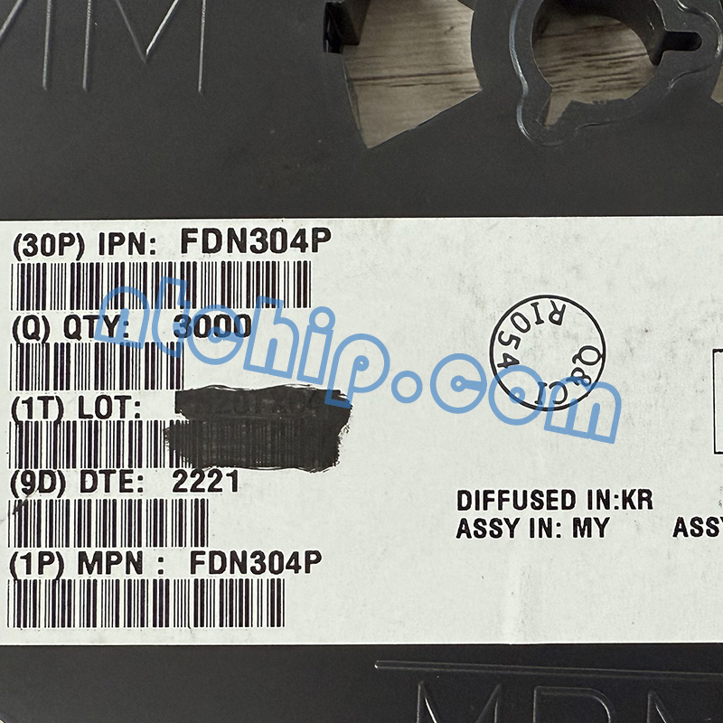 onsemi FDN304P original reel label