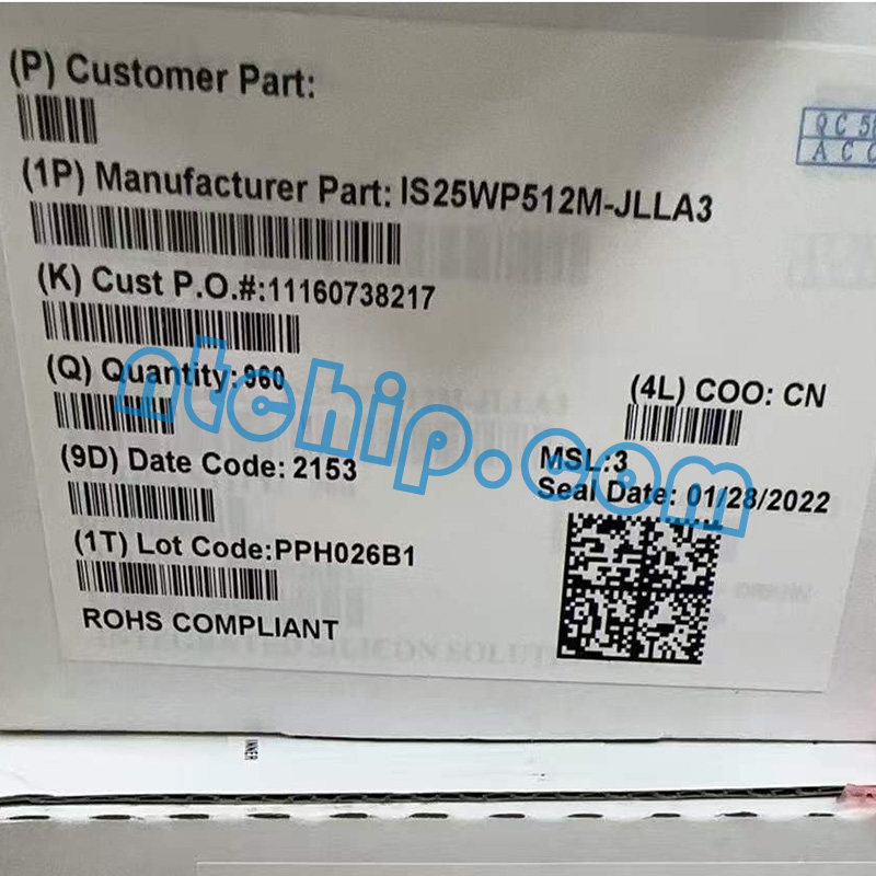 ISSI IS25WP512M-JLLA3 original package label