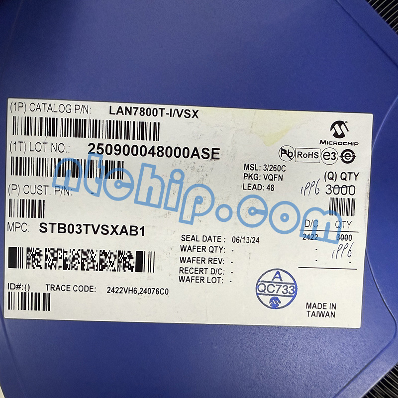 Microchip Technology LAN7800T-I/VSX original reel label