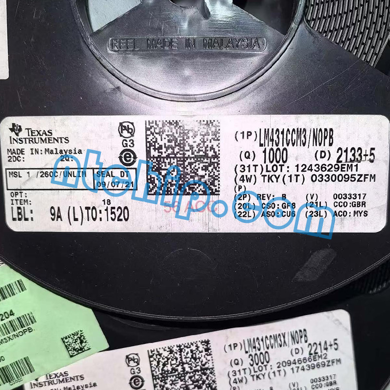 Texas Instruments LM431CCM3/NOPB original reel label