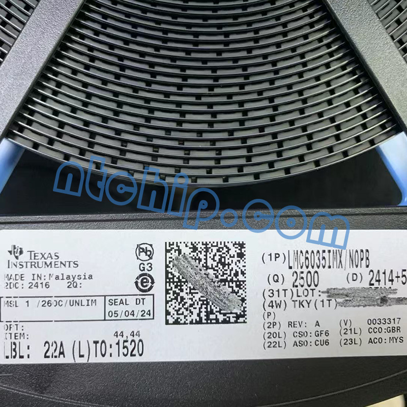Texas Instruments LMC6035IMX/NOPB original reel label