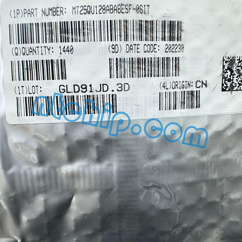 Micron Technology MT25QU128ABA8ESF-0SIT original package label