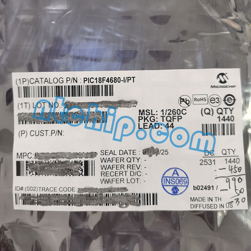 Microchip Technology PIC18F4680-I/PT original package label