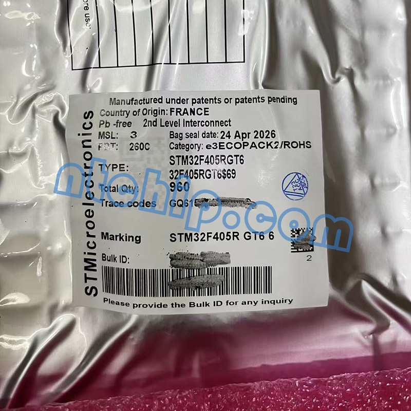 STMicroelectronics STM32F405RGT6 original package label