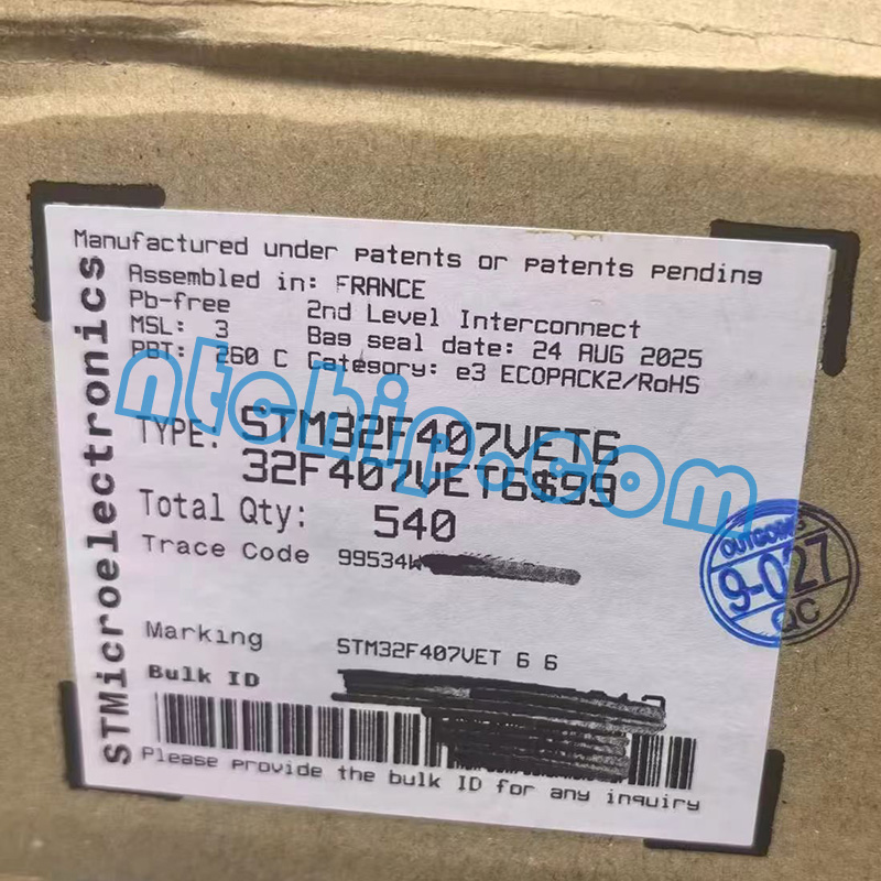 STMicroelectronics STM32F407VET6 original package label