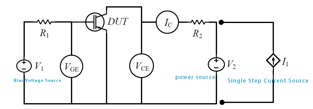 Figure 1: Saturation voltage test circuit diagram Figure 1: Saturation voltage test circuit diagram