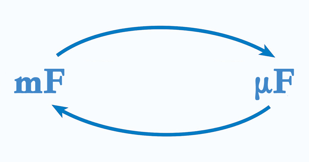 Millifarads (mF) to Microfarads (μF)