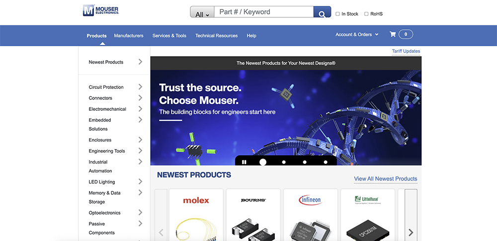 Mouser Electronics Website Mouser Electronics Website