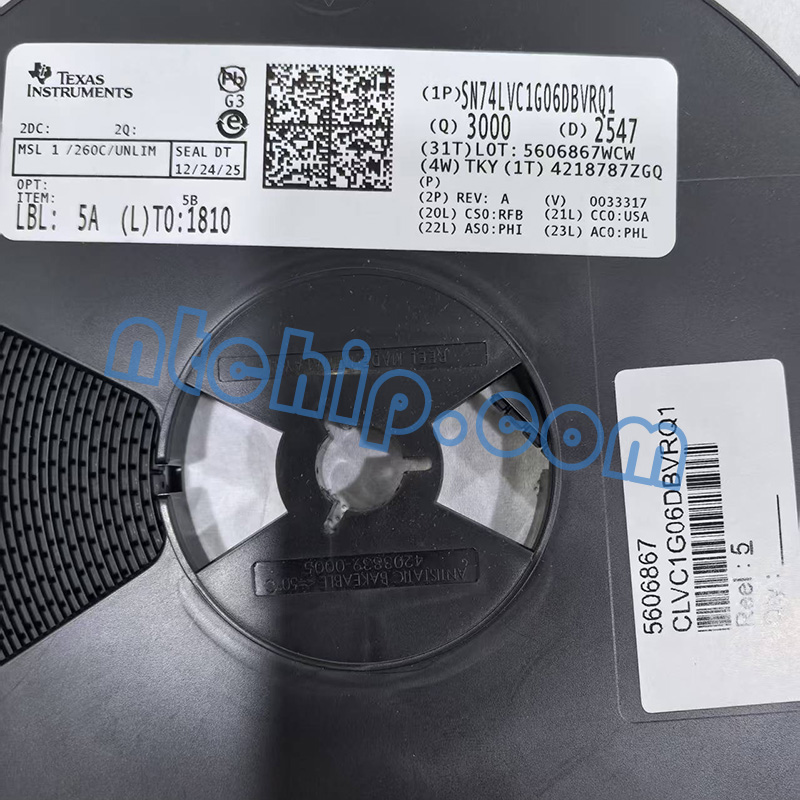 Texas Instruments SN74LVC1G06DBVRQ1 reel label