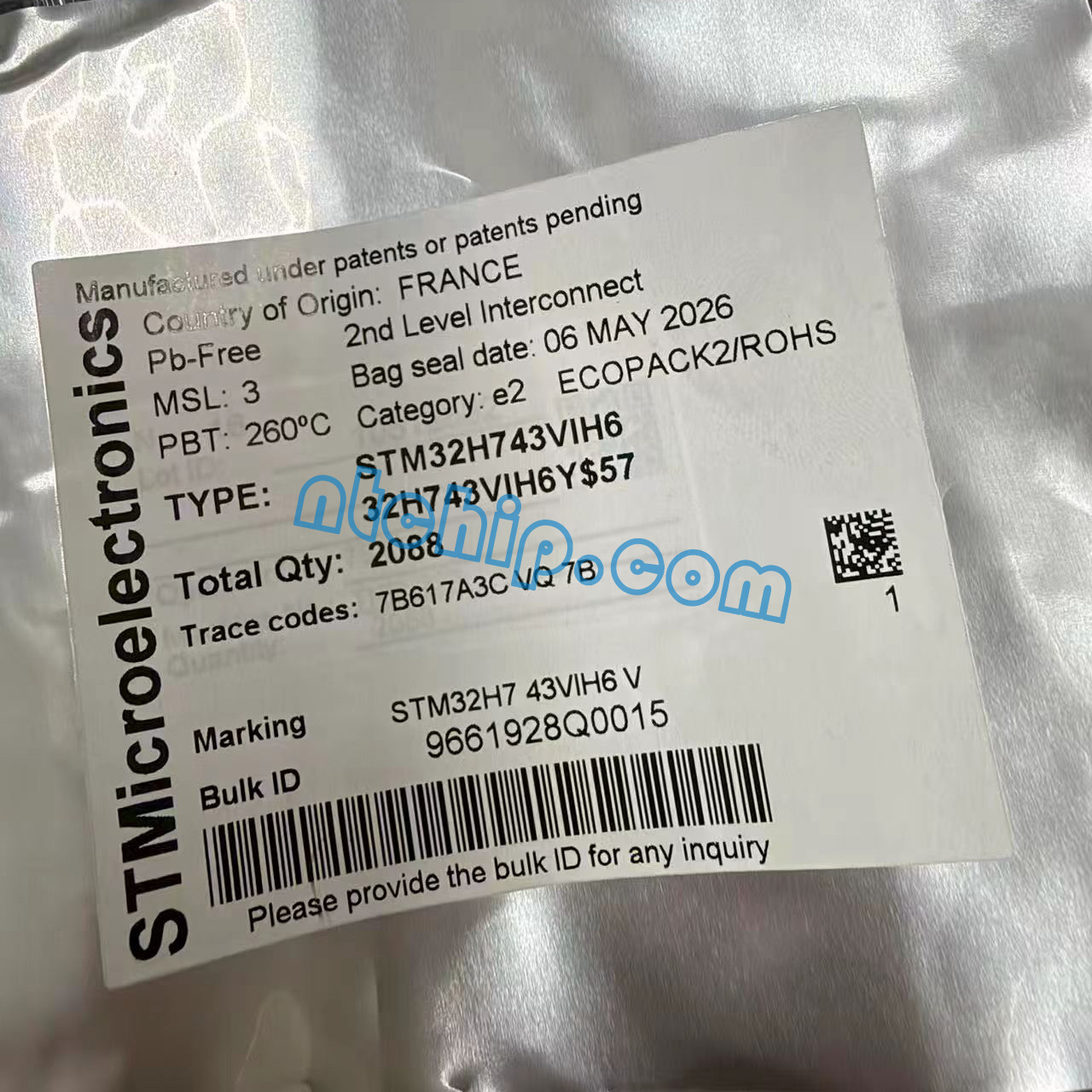 STMicroelectronics STM32H743VIH6 package label
