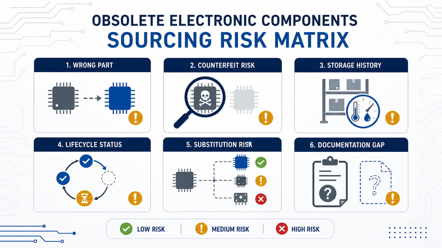 Risk matrix for obsolete electronic components sourcing
