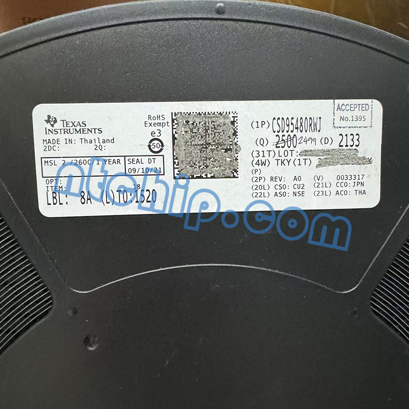 Texas Instruments CSD95480RWJ original reel label