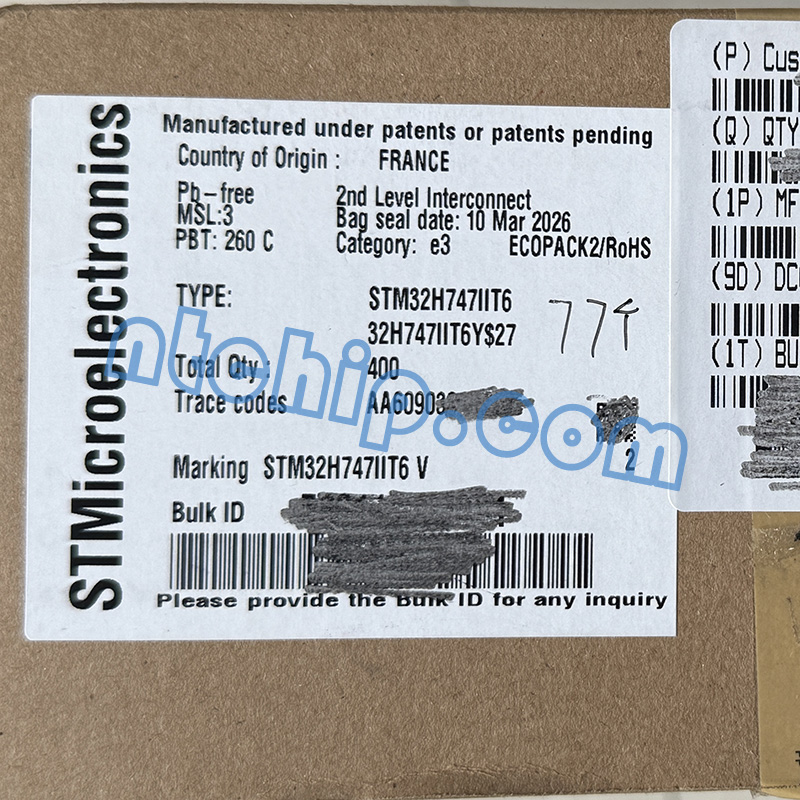 STMicroelectronics STM32H747IIT6 original package label