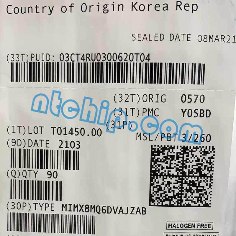 NXP Semiconductors MIMX8MQ6DVAJZAB package label