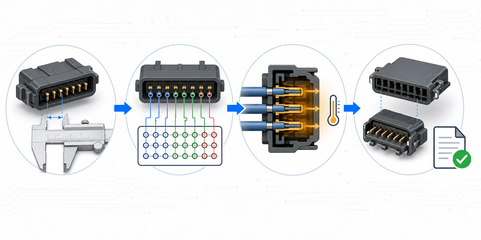 Four connector selection gates